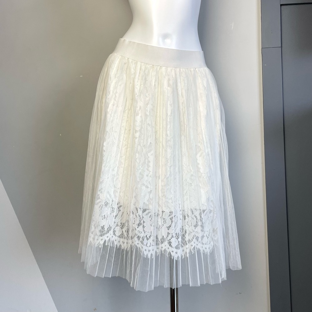 White Lace Tulle Skirt